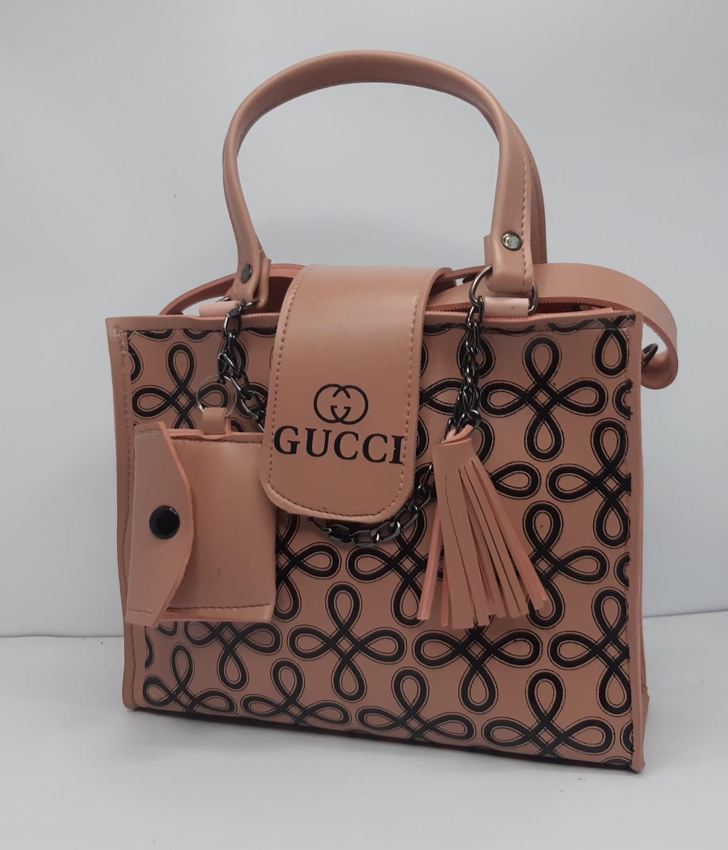 Pink And Black Luxury Loop Lock Tote Bag