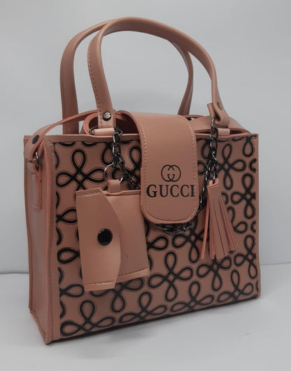Pink And Black Luxury Loop Lock Tote Bag